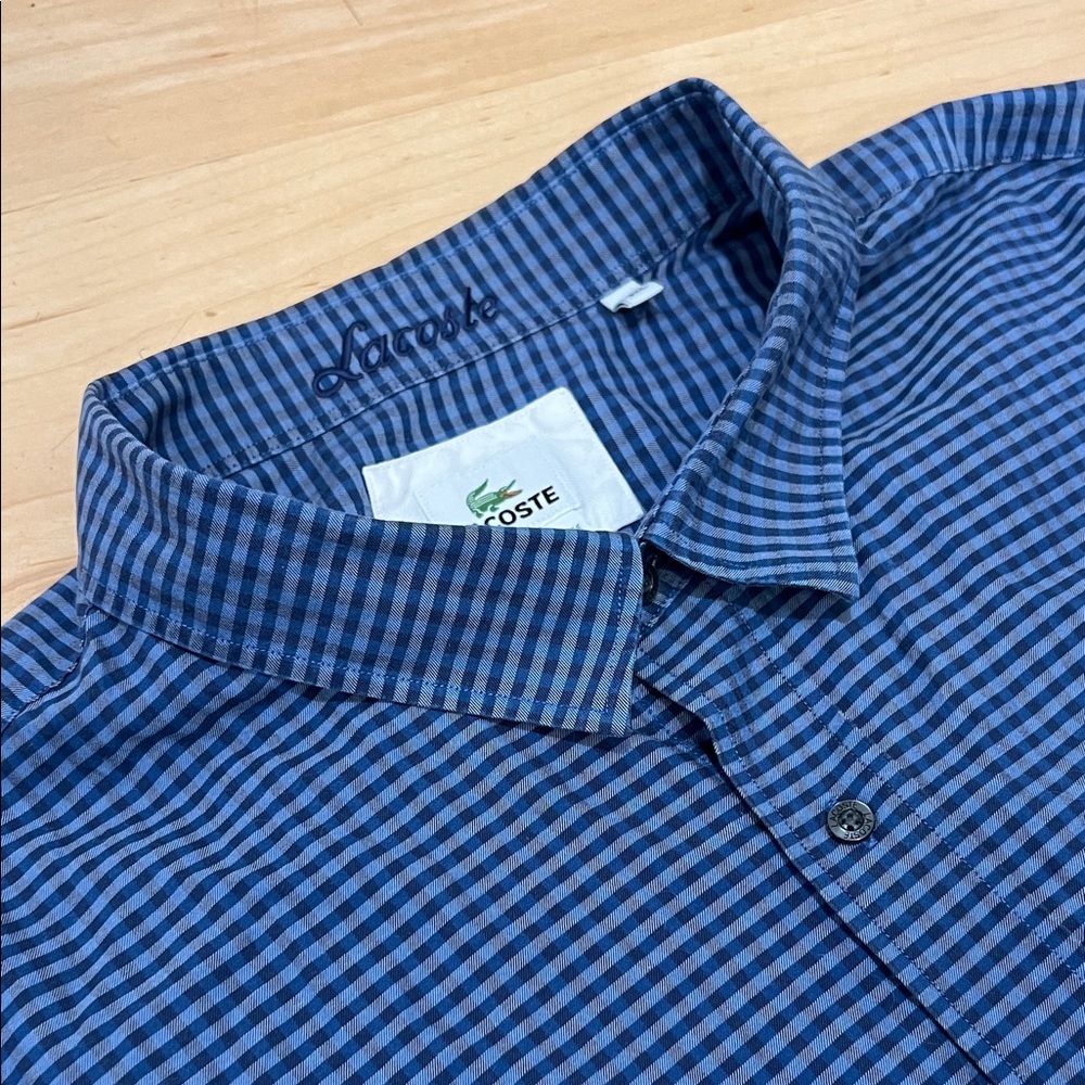 Lacoste Navy and Black Gingham Men's Shirt